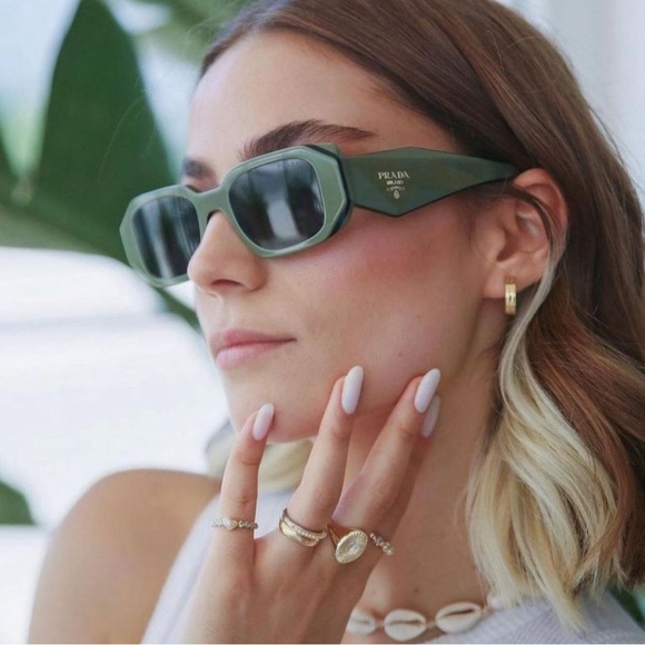 NEW PRADA PR17WS 13N5S0 UNISEX GREEN SUNGLASSES PRADA SPR 17W 13N-5S0 PR 17WS - Picture 6 of 13